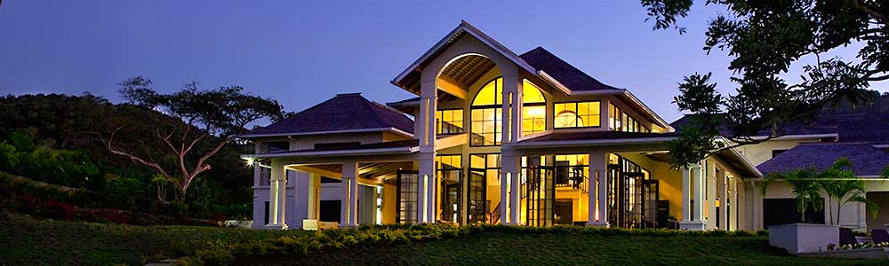 Lit Hanover Grange Villa by Night in Jamaica