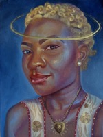 Oilpainting of a girl with a halo by Alicia Lisa Brown